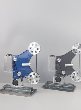 创意水晶复古留声机音响摆件模型家居客厅电视柜桌面样板间工艺品