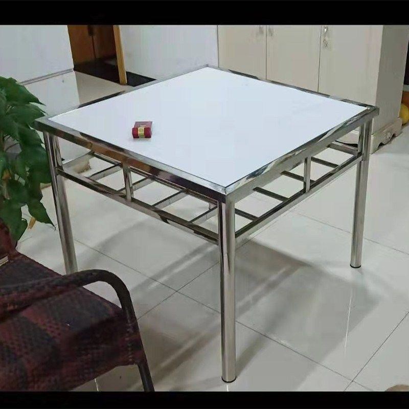 家用层不锈钢烤火桌子餐桌架折叠餐桌四方桌学习桌吃饭桌小饭桌