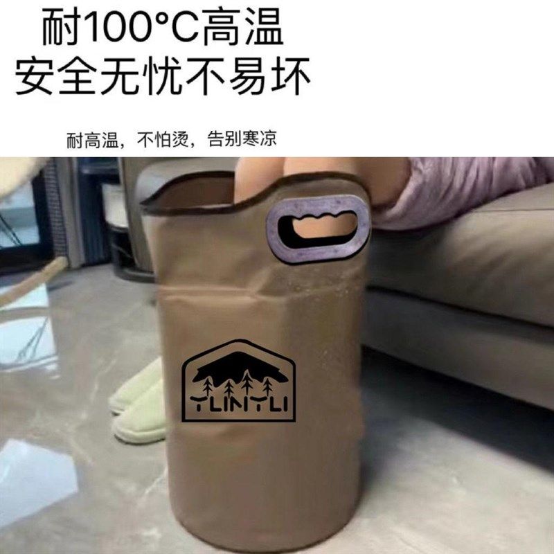 折叠便携式泡脚桶双层保温加厚加高泡脚盆过小腿足浴养生洗脚深桶
