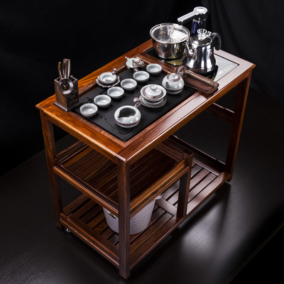 汇享花梨木茶车可移动带轮阳台小茶桌实木茶台茶盘功夫泡茶桌茶具