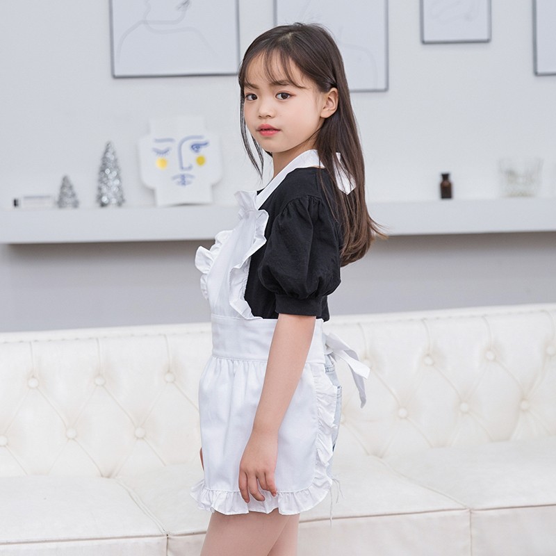 儿童花边可爱围裙甜美公主系带围兜女童家用吃饭罩衫可以定制