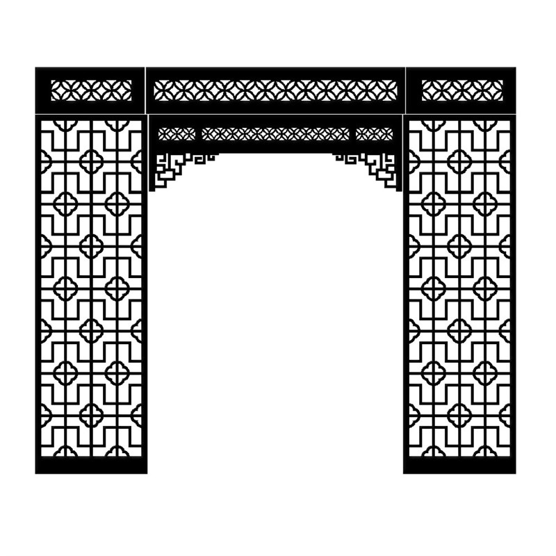定制门楣月亮门奥松板密度板镂空雕花PVC通花板进门玄关隔断花格