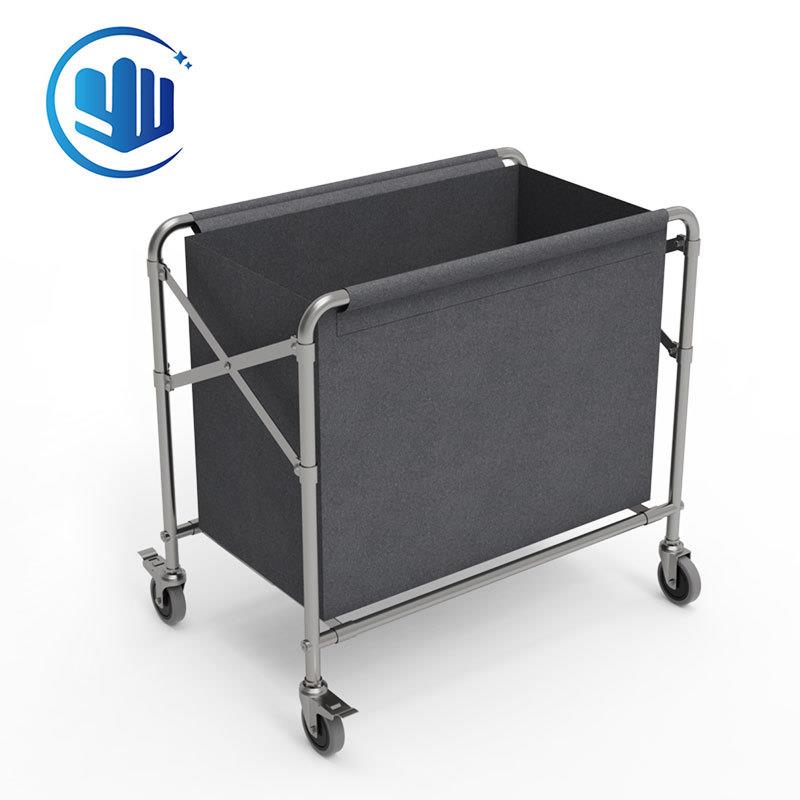 折叠布草车不锈钢收集手推车保洁房口车酒店宾馆客房服务车工作车