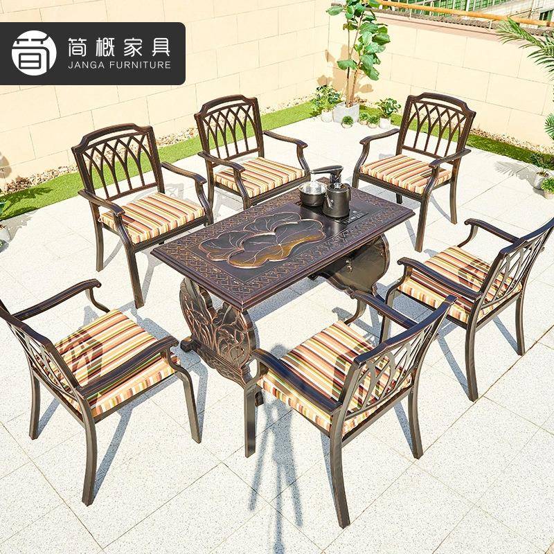休闲庭院铸铝桌椅别墅花园防水防晒家具茶台椅子组合酒店民宿桌椅