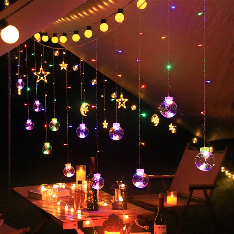 led窗帘星星灯布置小彩灯闪灯串灯满天星灯露营氛围灯场景装饰品