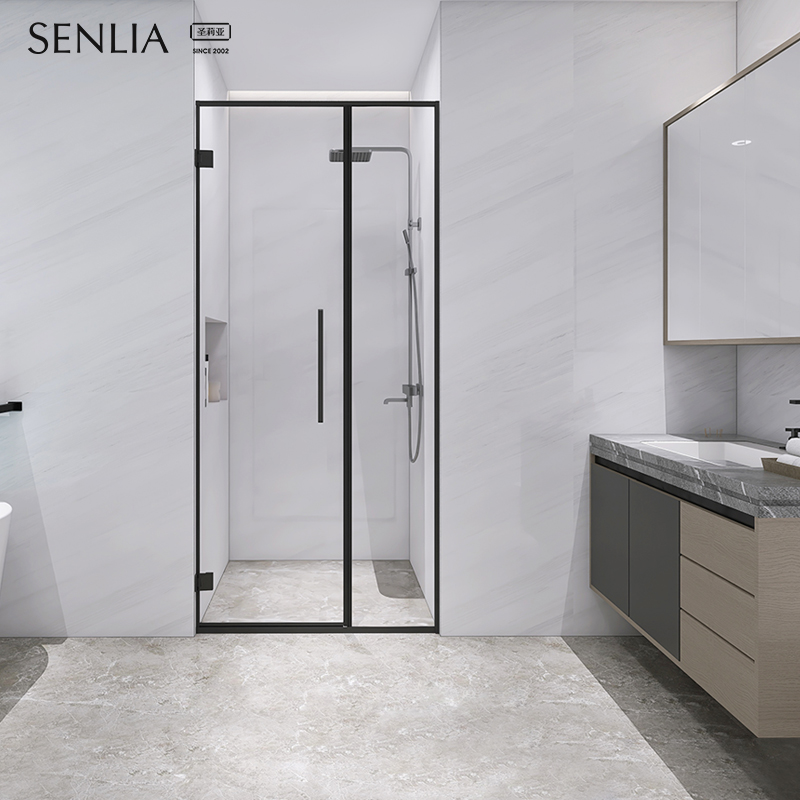 圣莉亚淋浴房浴室隔断玻璃推拉门一字窄边框极简不锈钢钢化玻璃