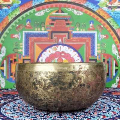 古董颂钵尼泊尔纯手工老钵铜磬收藏古钵冥想钵复古怀旧摆件唱歌碗