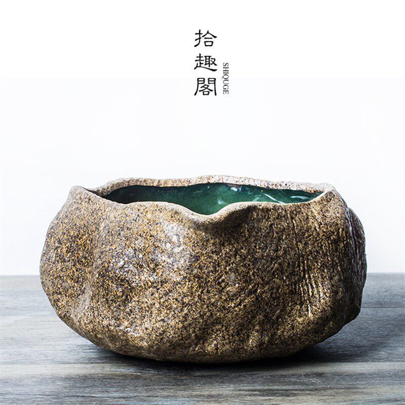 手工粗陶大号茶洗陶瓷水洗茶渣桶建水功夫茶具零配水盂烟灰缸鱼缸