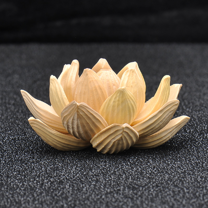 桃木莲花摆件花瓣挂件实木雕刻车挂配饰配件家居工艺品客厅装饰品
