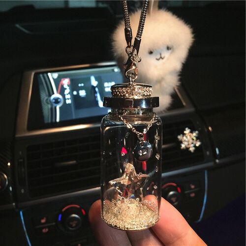 水晶许愿瓶汽车后视镜挂件挂饰水晶车内装饰品车载吊坠