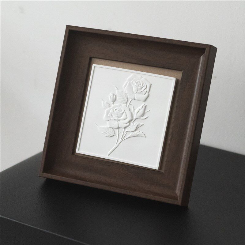 中古风艺术装饰画摆件玄关餐厅书房浮雕画高级感复古相框墙面挂画