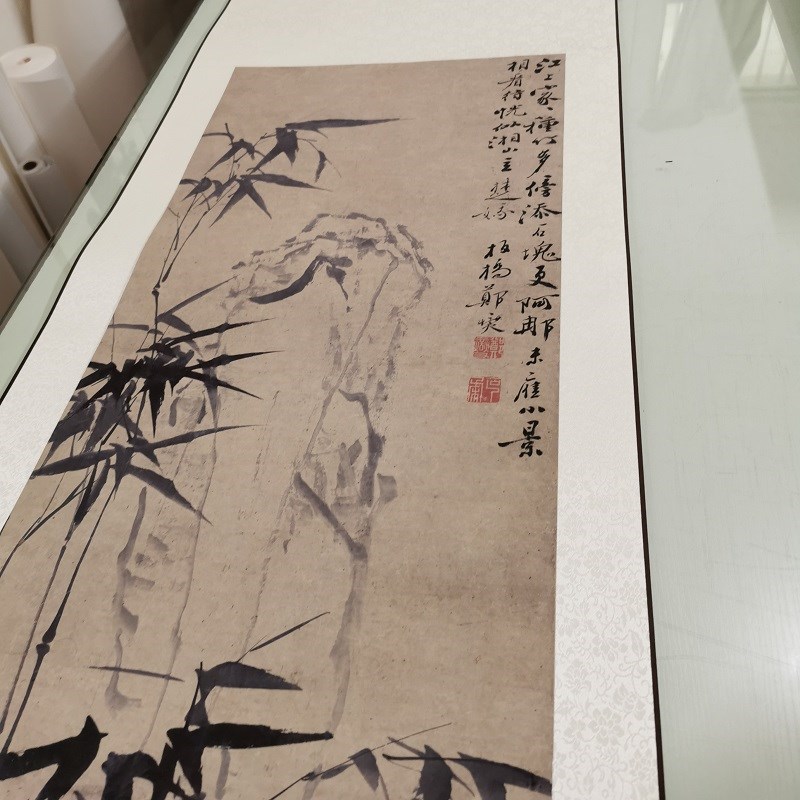 郑板桥 墨竹图 复古书画水墨国画真迹微喷仿古复制画芯玄关装饰画