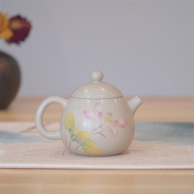 建水紫陶茶壶 龙蛋壶 陶瓷单壶 紫砂壶纯手工 茶具 小容量 中式