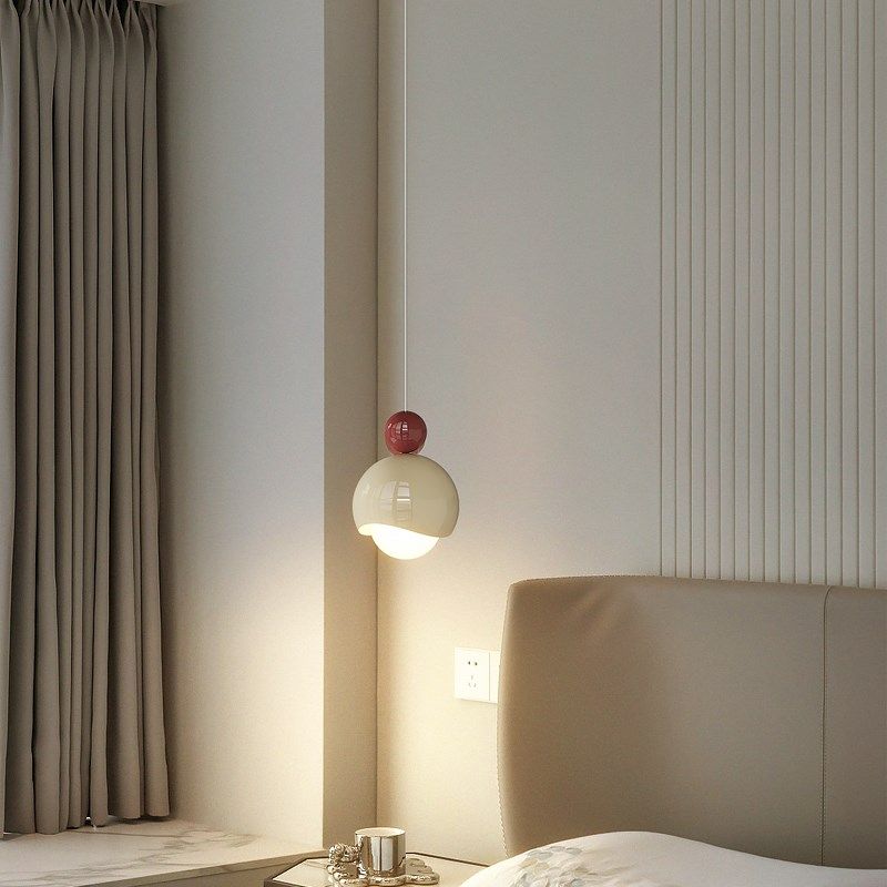 奶油风床头吊灯法式创意吧台现代简约卧室背景墙可升降悬停吊线灯