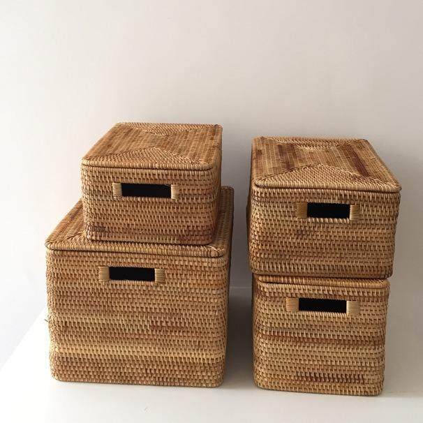 越南秋藤手工藤编 双提手收纳筐手工编织大框带盖收纳框,电子元器件市场,其它元器件,淘宝优惠券,粉丝福利购,淘宝优惠卷