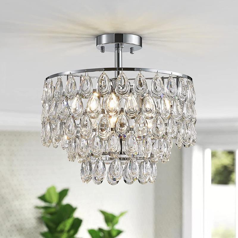 现代简约水晶灯卧室灯家用圆形轻奢灯具吸顶灯大气餐厅个性