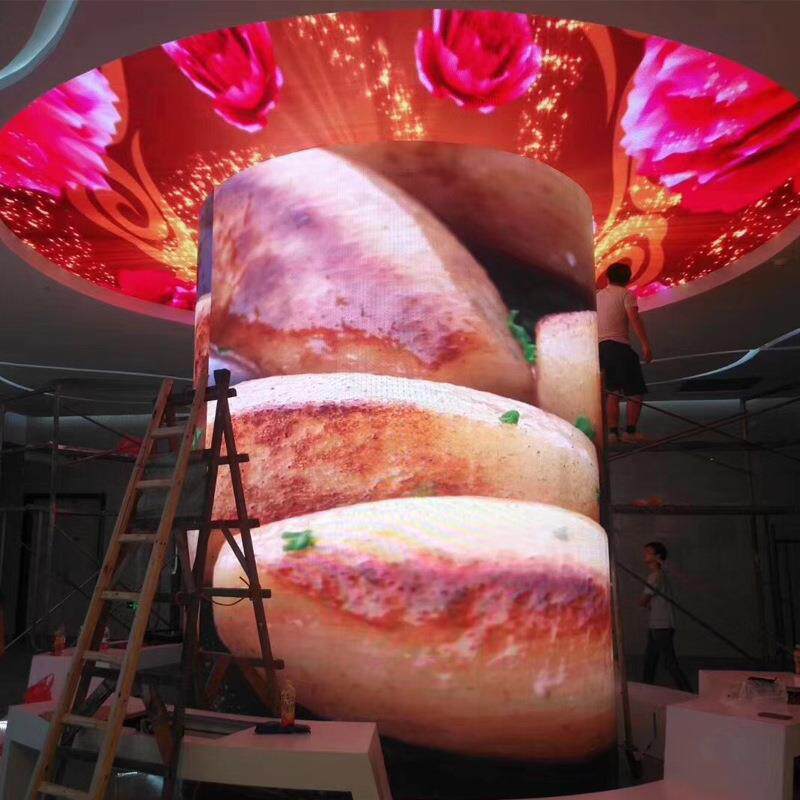 LED圆柱屏P2.5室内柔性曲面全彩弧形LED显示屏博物馆异形圆环屏