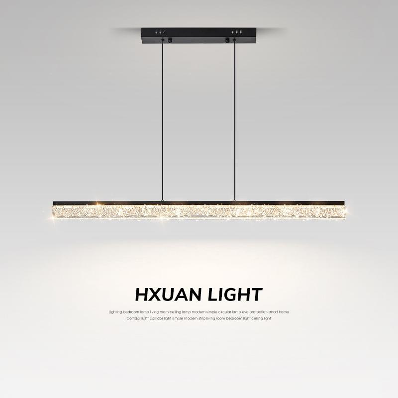 意式极简冰川纹亚克力全光谱现代简约吧岛台饭桌一字长条餐厅吊灯