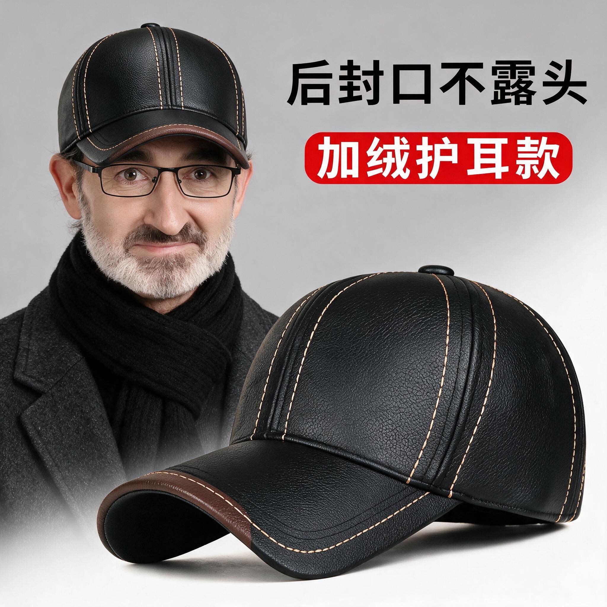26新款男士爸爸加厚防寒帽老人爷爷帽棒球帽男款老年人秋冬季皮帽