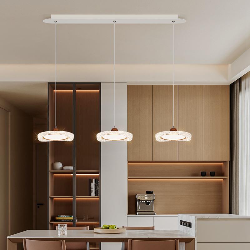 全光谱餐厅吊灯饭厅吧台灯三头长条中古法式奶油风飞碟灯餐桌灯具