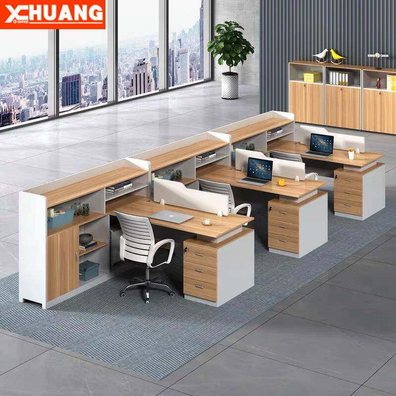 公司办公职员桌简约现代员工桌2/4/6人位屏风工作位组合职员桌椅