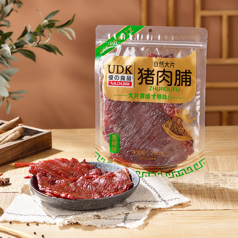 自然大片原味黑椒味猪肉脯200g