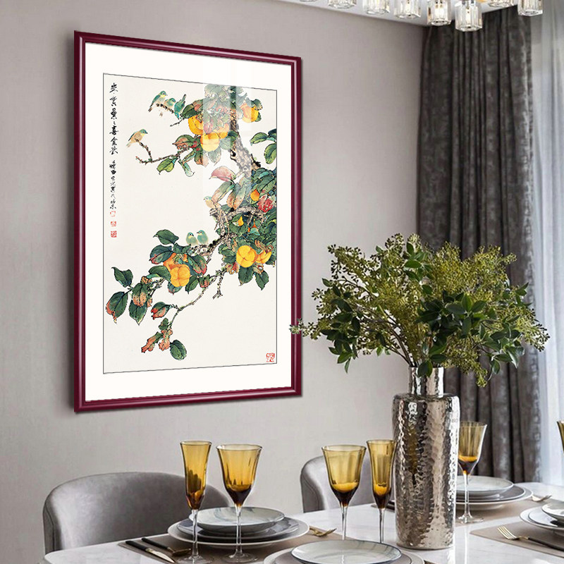 田世光花鸟国画 实木框宣纸画作 中式新风格装饰画 玄关餐厅挂画