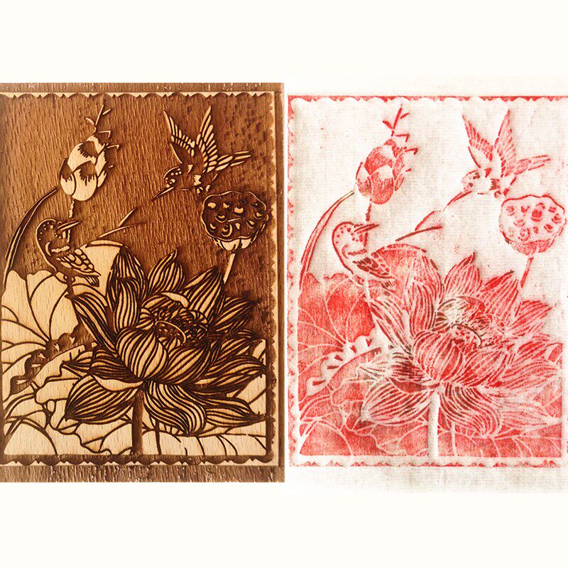 传统文化活字印章拓印木版画 儿童研学手工活动桌面摆件木雕板画