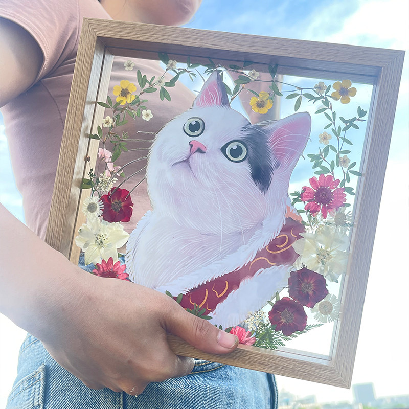 送宠物礼物纪念品定制品精致创意照片狗狗猫咪摆件订制压花相框