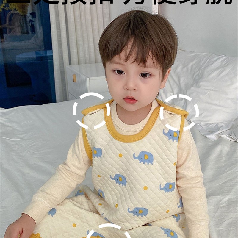 睡袋婴儿秋冬季宝宝马甲背心式儿童睡觉护肚子中大童
