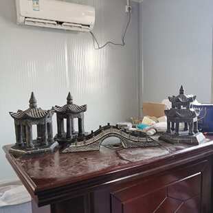 青石亭子假山石亭摆件八角亭凉亭庭院精品小石桥景观定制子石头六