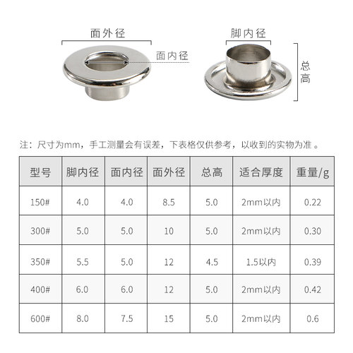 手敲合模鸡眼扣子工具DIY气眼扣安装工具套装空心铆钉鞋眼装订