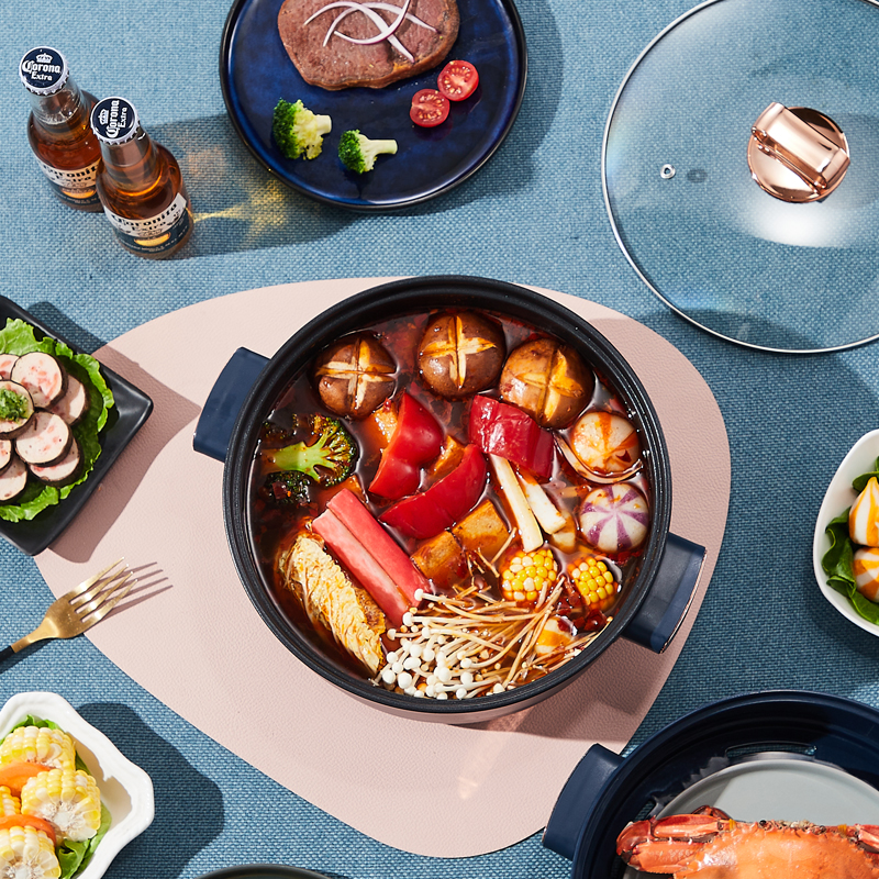 电炒菜炒锅一体式不沾电锅多功能家用宿舍小型火锅蒸煮煎炒电煮锅