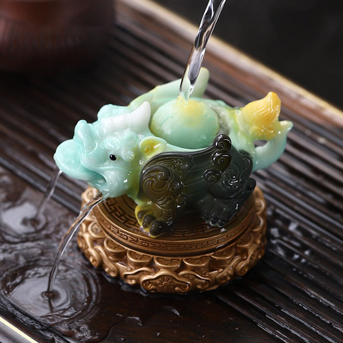 高温变色时来运转喷水貔貅茶宠摆件茶从宠趣玩功夫茶具配件礼盒装