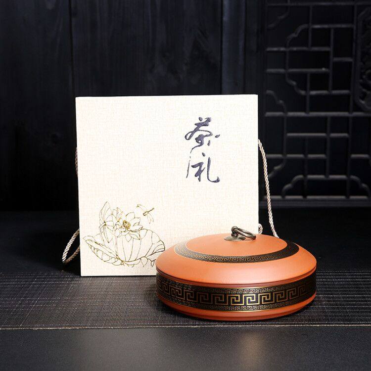 紫砂茶叶罐陶瓷存储罐大号普洱白茶包装空礼盒357克一茶饼醒茶罐