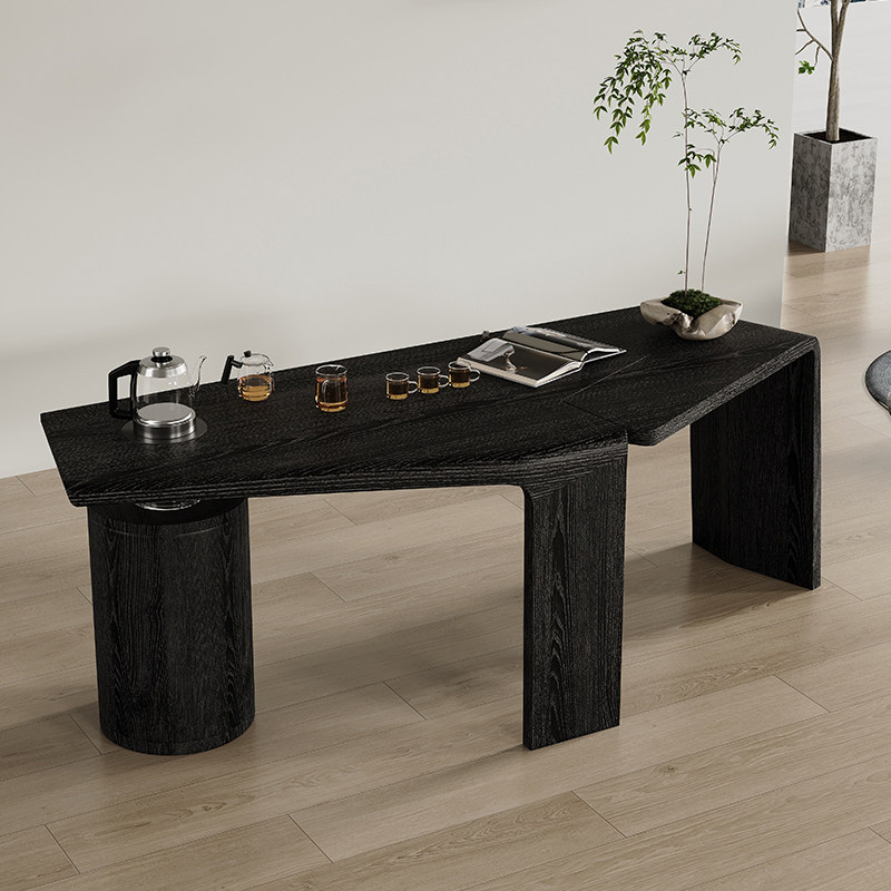 IFJE 法式复古异形茶桌高端全白蜡实木自动上水别墅会客功夫茶台