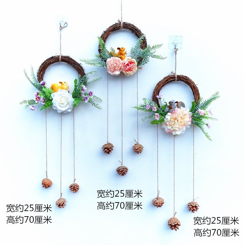 墙壁装饰挂件创意手工装饰藤圈花环墙面墙壁装饰家居壁挂装饰挂件