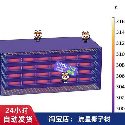 comsol,280Ah,电池组液冷风冷结合散热,集总电池模型