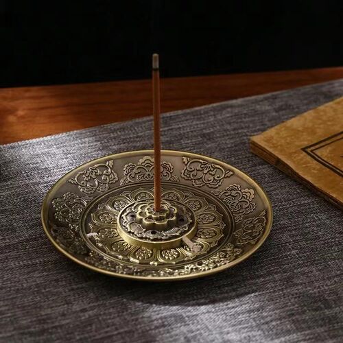 中式莲花香盘线香香插盘底座香线托盘高级感沉香盘香熏香香托香座