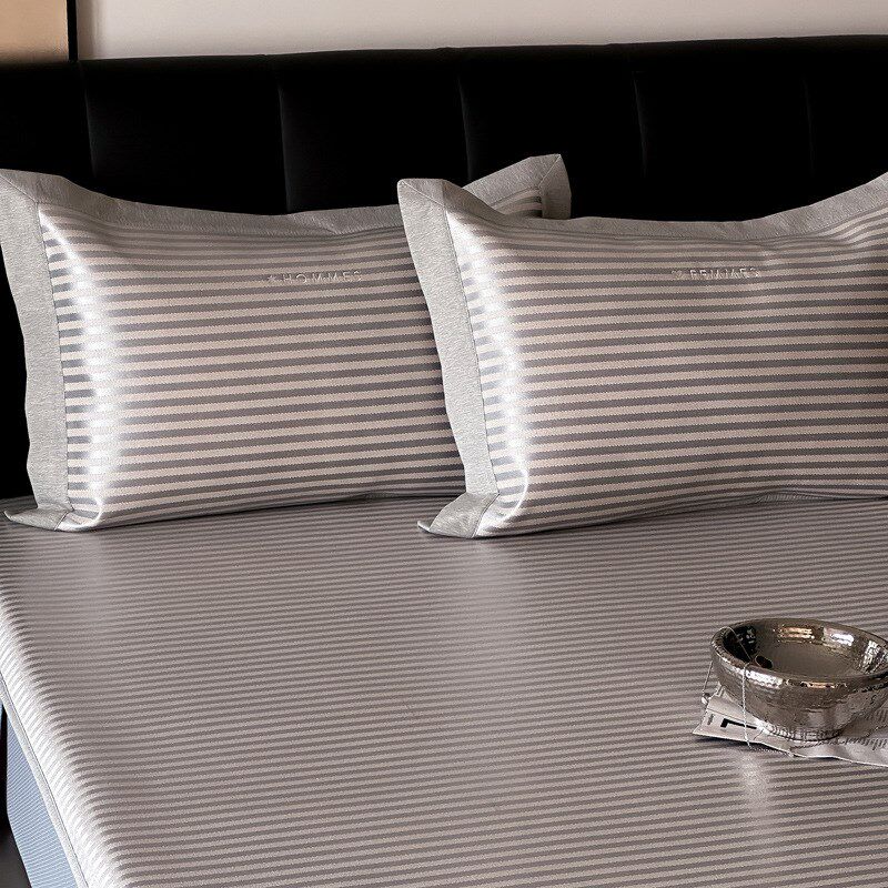 A类冰丝凉席床笠款可水洗机洗夏季空调席子三件套凉感折叠软藤席