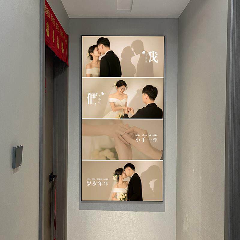 时光有约婚纱照精修相框挂墙结婚照片制作48加洗60寸玄关放大定制