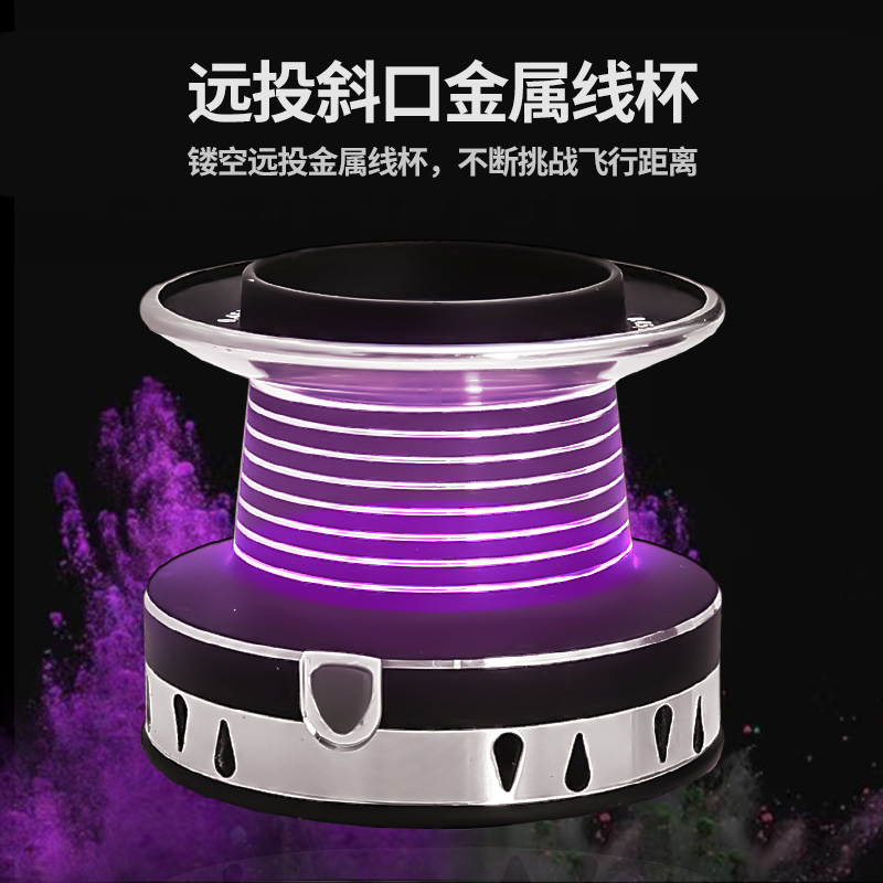 全金属斜口线杯远投轮无间隙+1渔轮金属轴鱼线轮纺车海竿轮