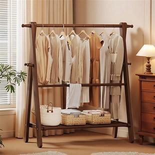 实木落地挂衣架卧室家用客厅房间木质2025新款 可折叠多功能衣帽架