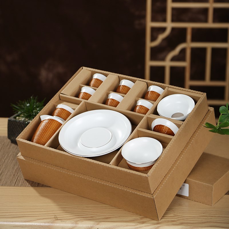 手工竹编竹丝扣瓷竹编茶杯杯子盖碗家用办公室竹制茶具套装主人杯