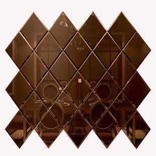 玻璃电视背景墙菱形艺术拼8茶镜灰毫米镜厚餐厅菱形镜定制银镜镜