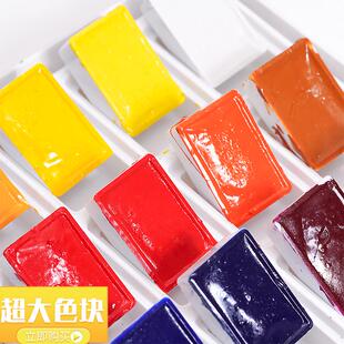 俄罗斯白夜固体水彩颜料铁盒分装 留白液美术 专用工具画生全套套装