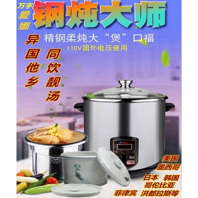 万宇爱娜 110V电炖汤锅隔水炖盅煲汤锅不锈钢电汤锅多功能全自动