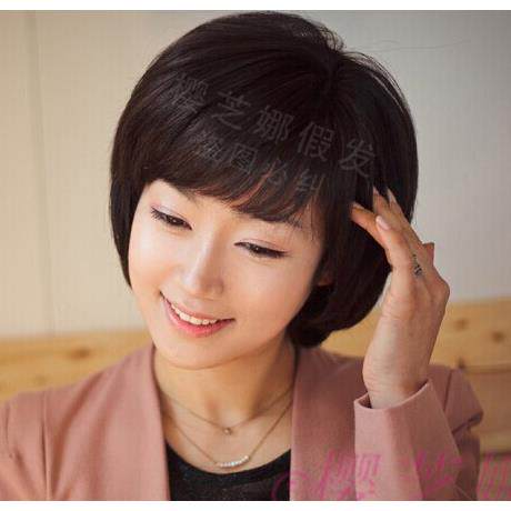 真假套发短发中老年妈妈短直发中GMM年女士全头女逼真波发波头真