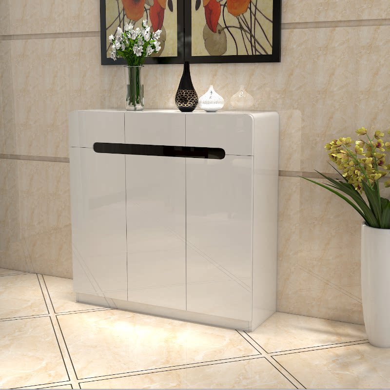 鞋柜欧式烤漆大容量高端门厅鞋架简约玄关现代薄田园白色柜定制