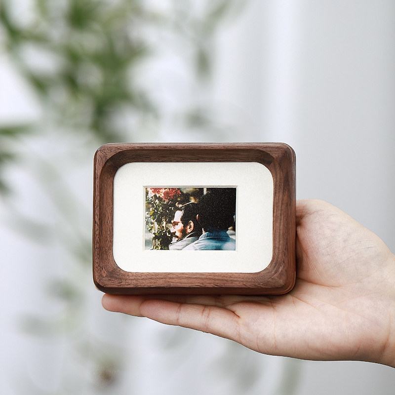高级感复古实木相框3寸2宝宝迷你小相框摆台拍立得照片打印加相框